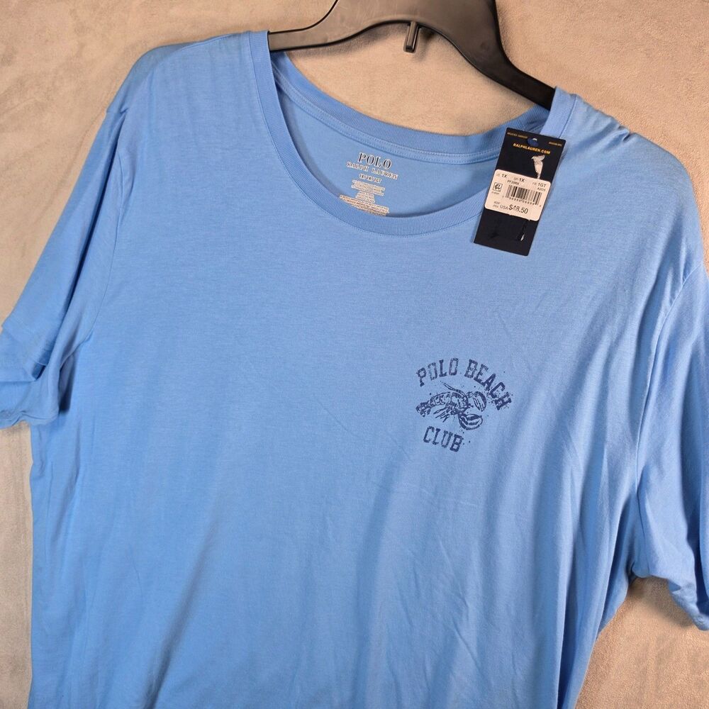Polo Ralph Lauren Beach Club Lobster T-Shirt Blue Men's Graphic Crew Neck NWT